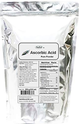 Polvo puro vitamina c ácido ascórbico NuSci 250 gramos