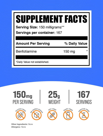 Polvo de suplemento de tiamina B1 BulkSupplements para salud