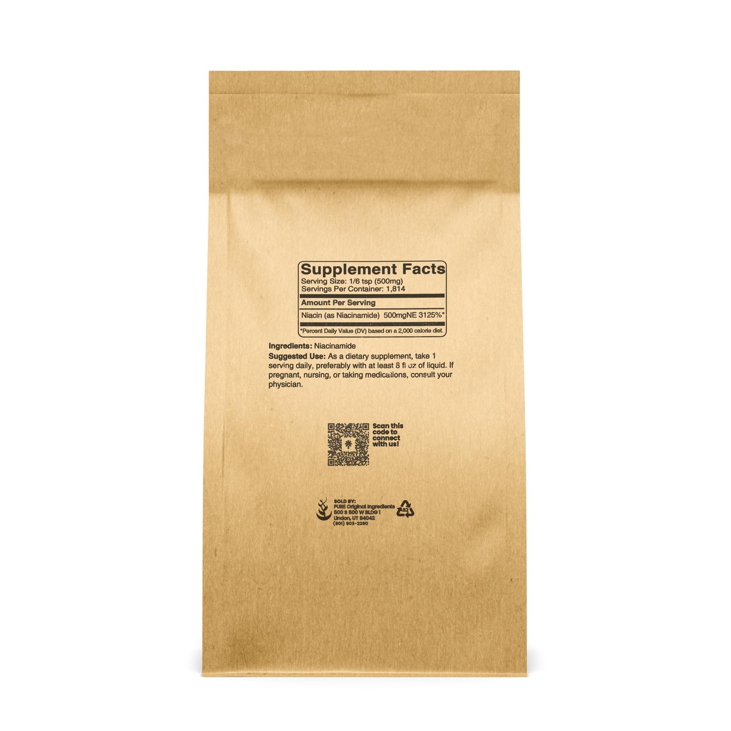 Polvo de vitamina B3 PURE ORIGINAL INGREDIENTS Niacinamida