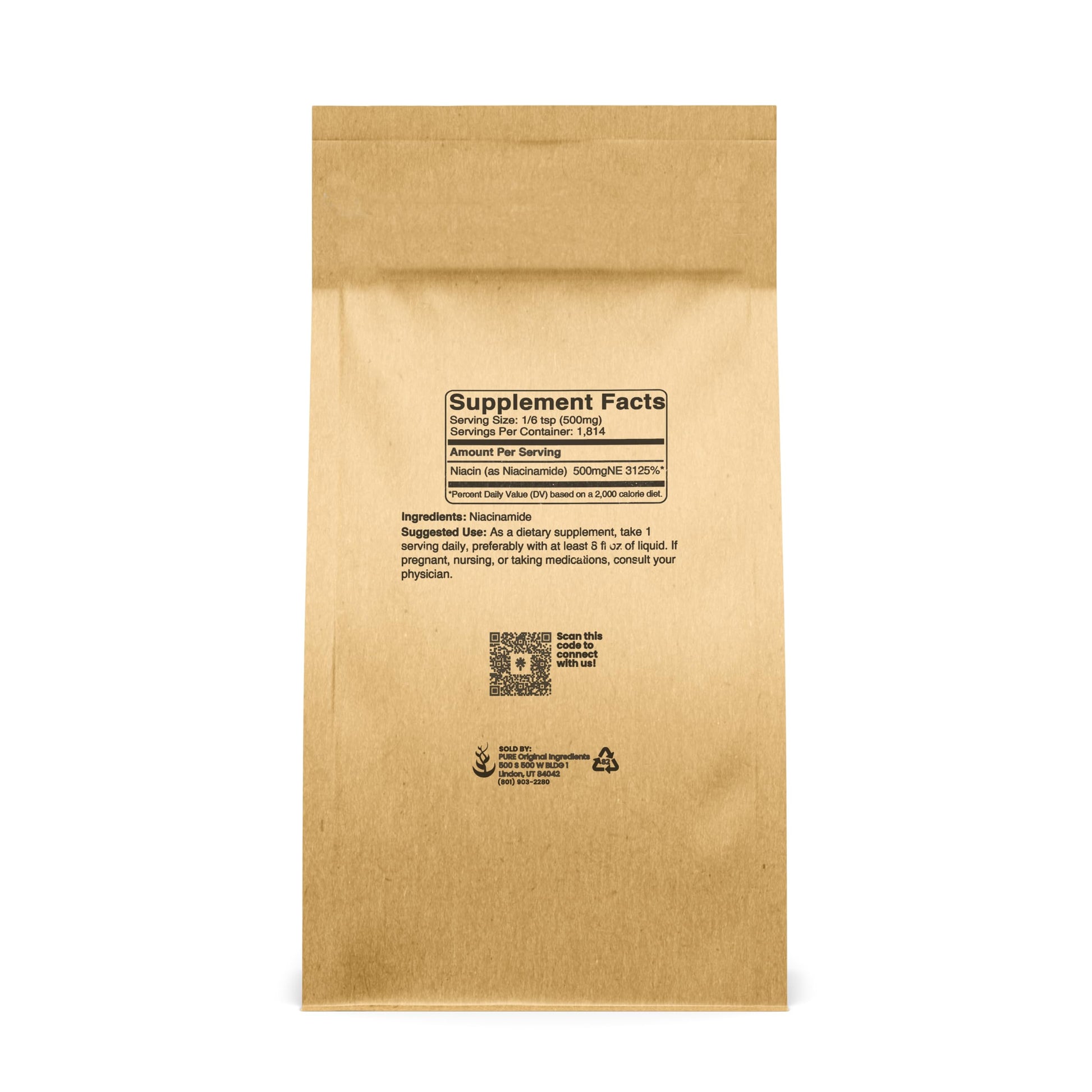 Polvo de vitamina B3 PURE ORIGINAL INGREDIENTS Niacinamida