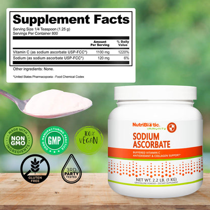 Polvo vitamina c buffered para soporte inmunológico NutriBiotic