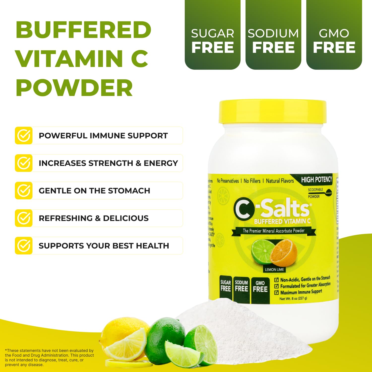 Polvo vitamina C C-Salts 26 oz suplemento premium sin azúcar