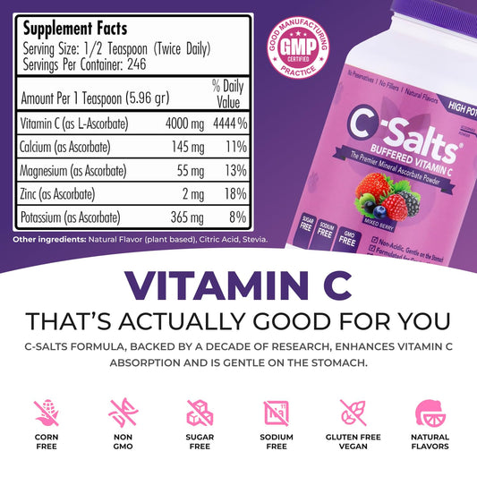Polvo vitamina C C-Salts alta dosis sabor mezcla de bayas