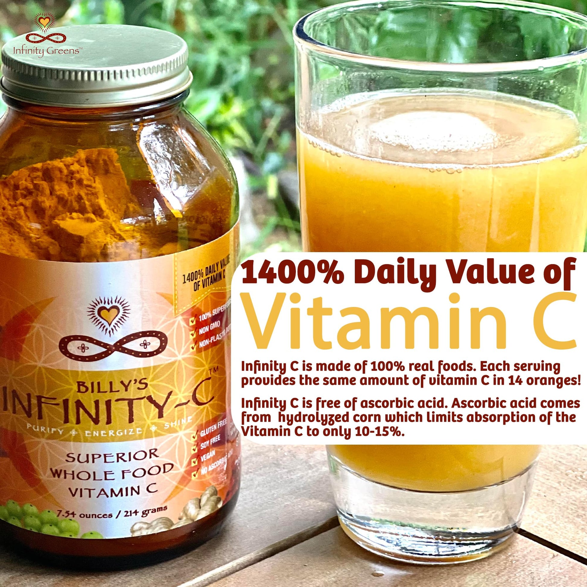 Polvo vitamina c organica Infinity-C 30 porciones