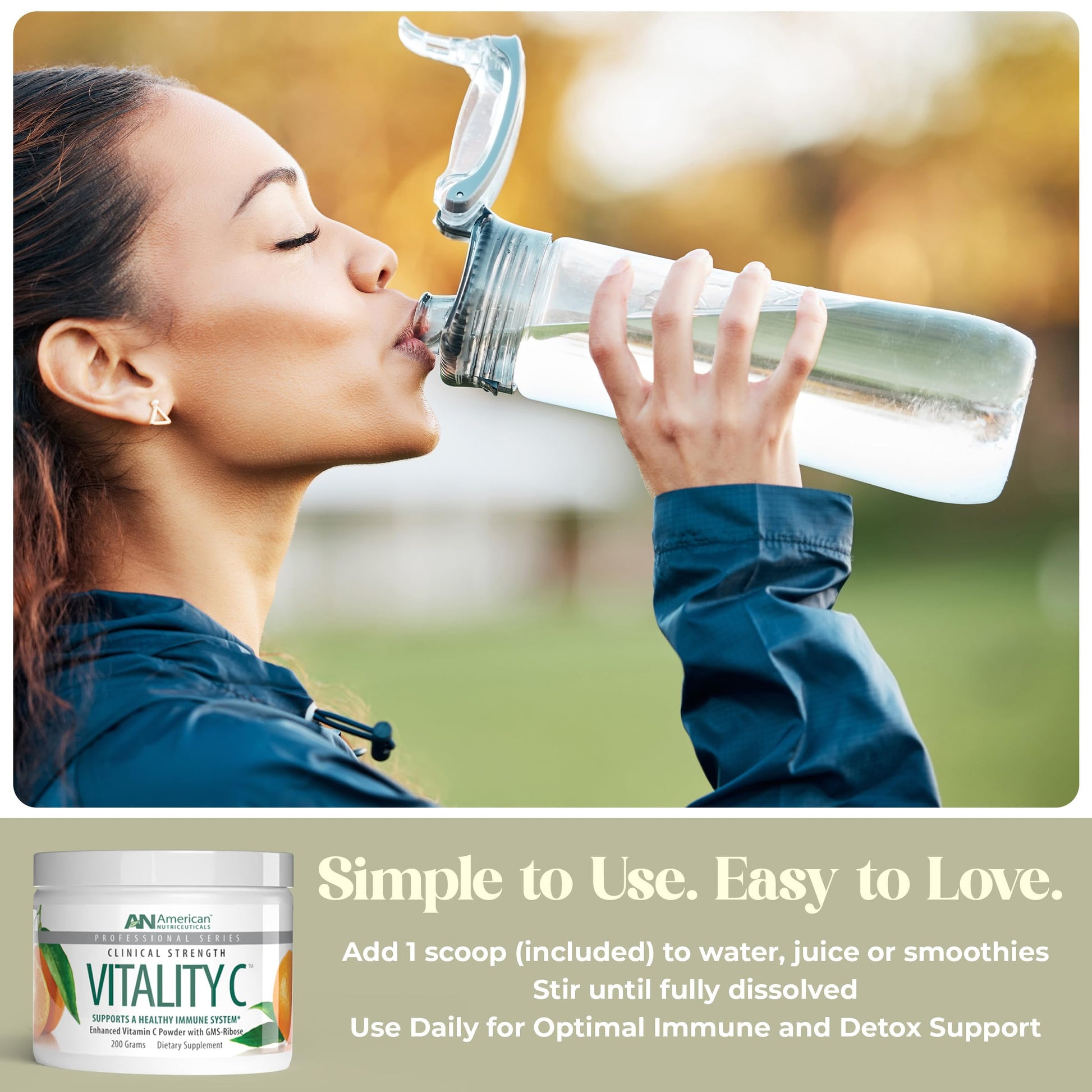 Polvo vitamina c sin azúcar American Nutriceuticals para piel y articulaciones