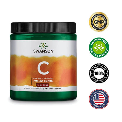 Polvo de vitamina c Swanson 1 libra paquete triple
