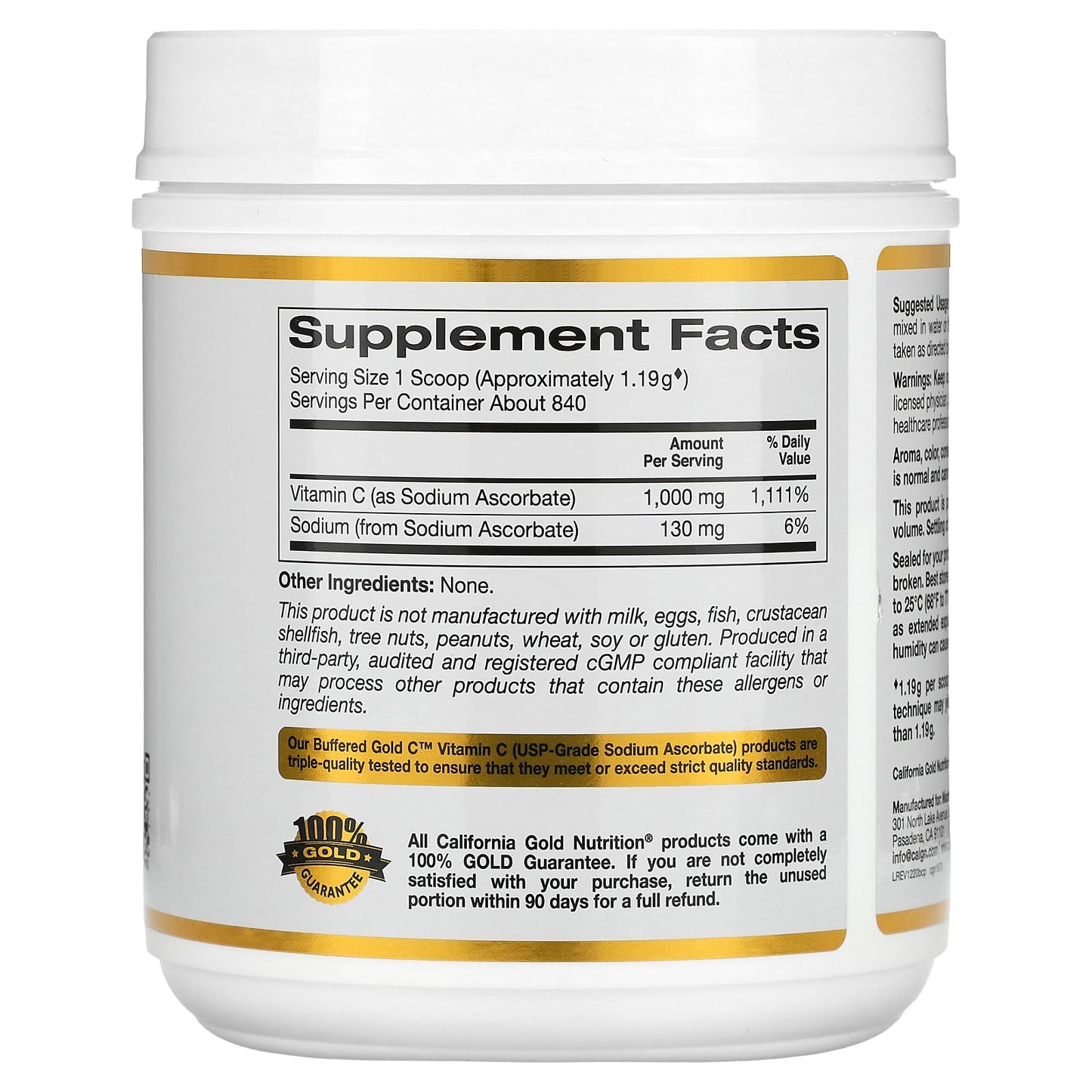 Polvo de Vitamina C mostrando textura