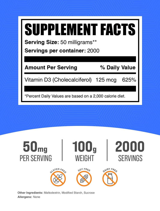 Polvo de vitamina d3 5000 iu para soporte inmunológico