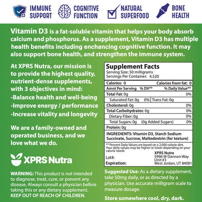 Polvo vitamina d3 XPRS Nutra 8oz versátil para recetas