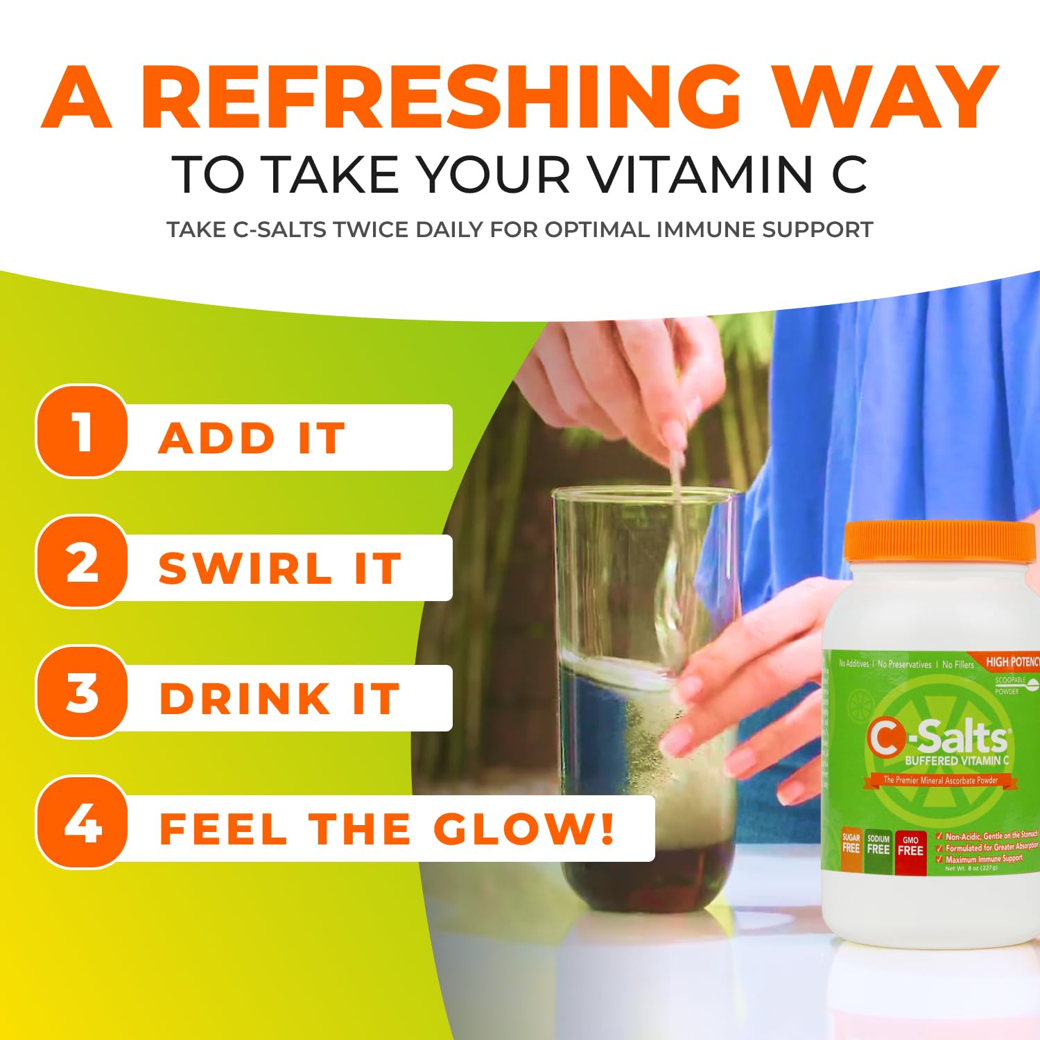 Polvo vitamínico C-Salts para apoyo inmune y salud