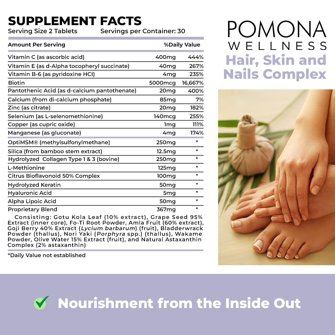 Pomona Wellness suplemento 60 tabletas paquete doble para cabellos