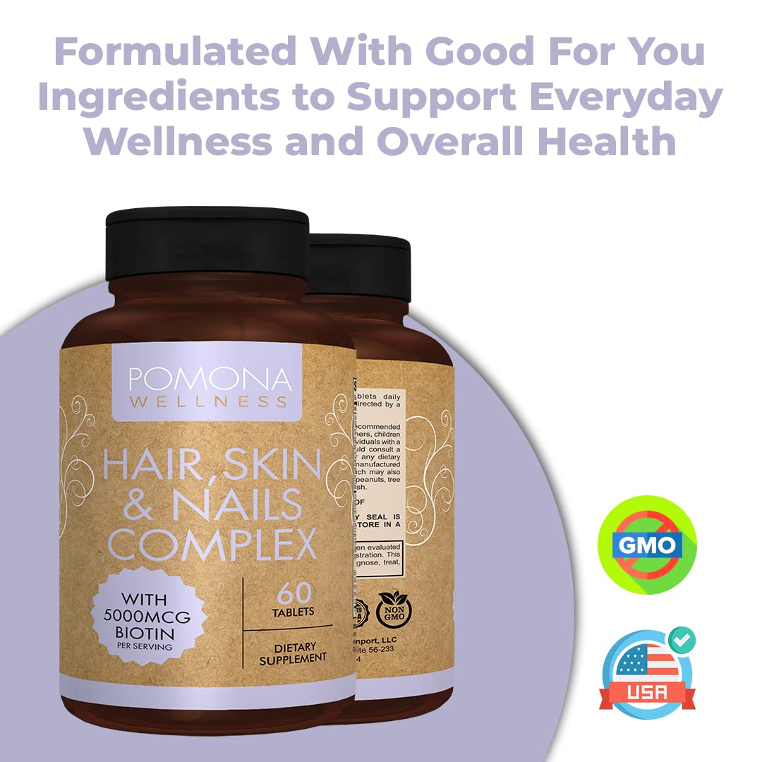 Pomona Wellness suplemento tabletas para salud del cabello y piel