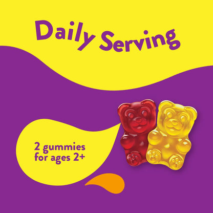 Porción diaria y fibra en gomitas multivitamínicas niños