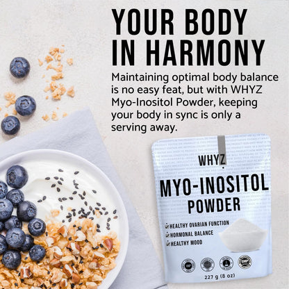 Porciones de polvo mio-inositol para bienestar hormonal WHYZ