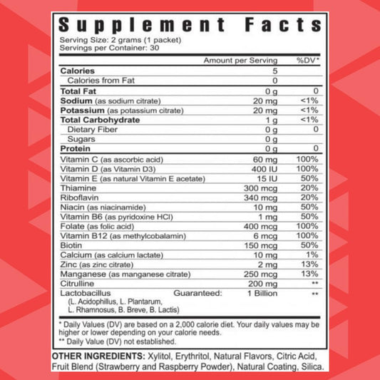 Porciones de polvo multivitamínico Kidsprinklz