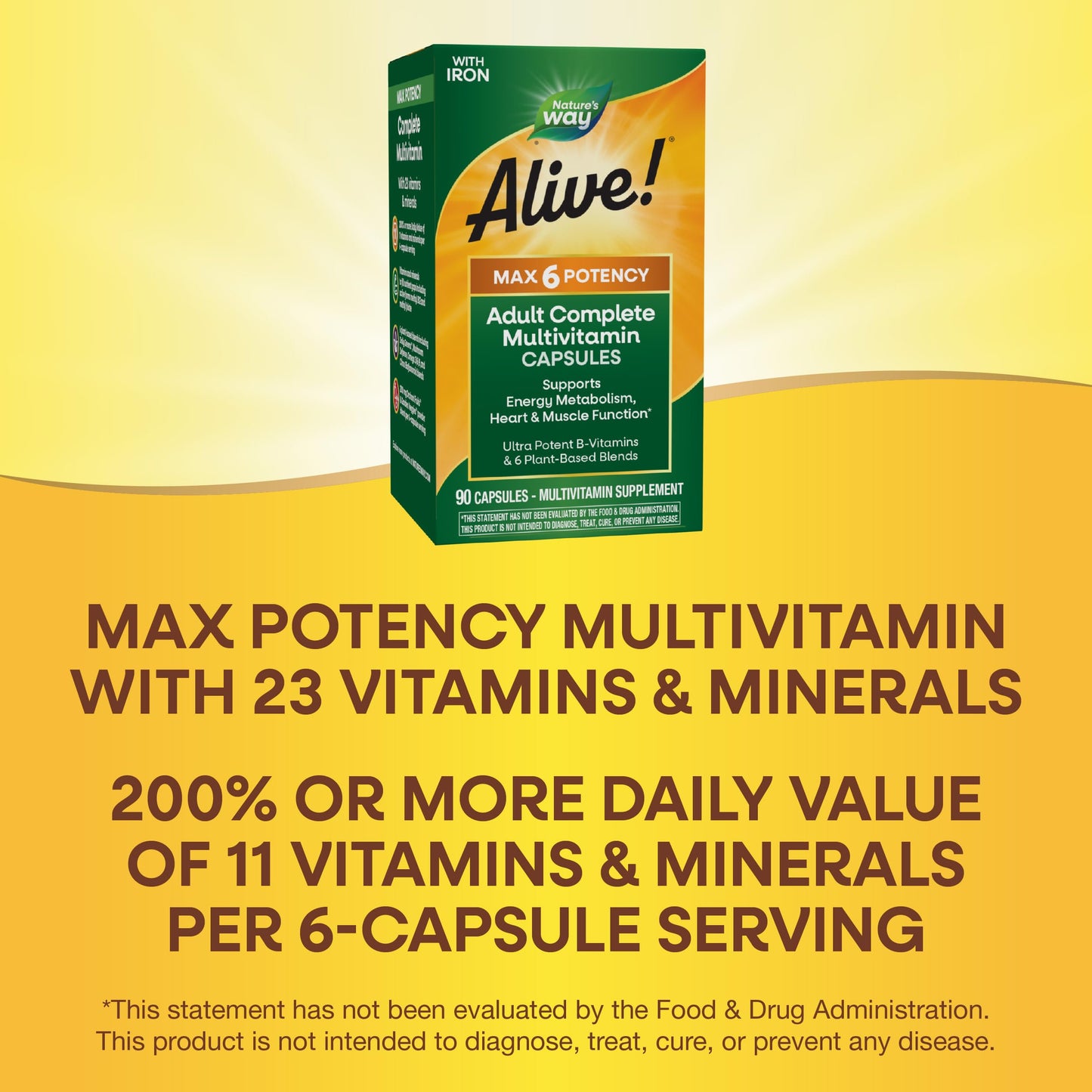 Información de potencia máxima multivitamínico adulto con hierro.
