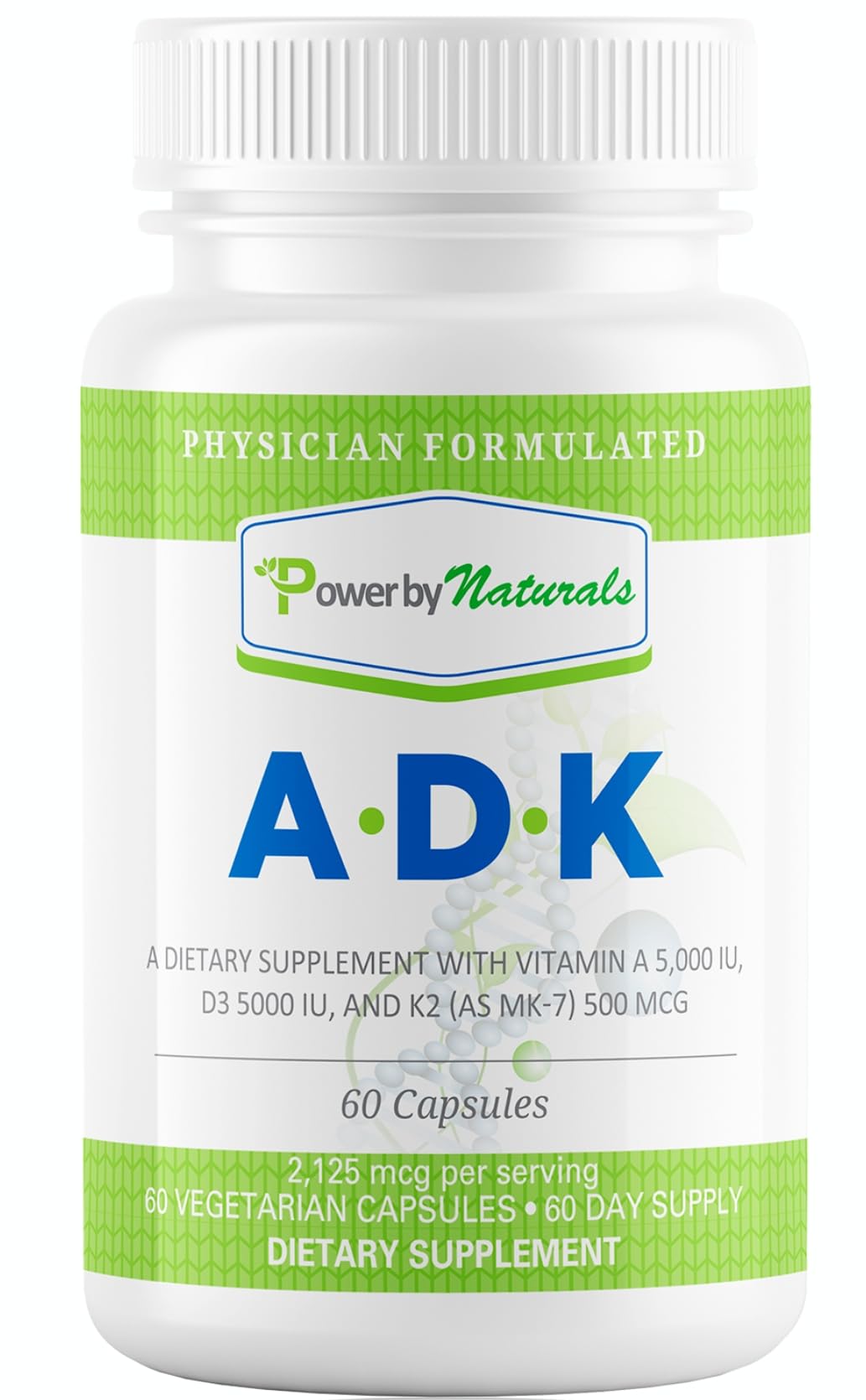 Power By Naturals vitamina ADK suplemento etiqueta frontal