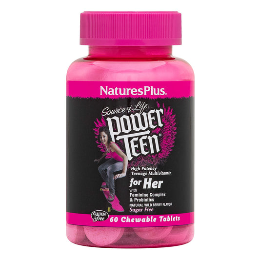 Multivitamínico Power Teen para ella, sabor Berry, 60 tabletas.