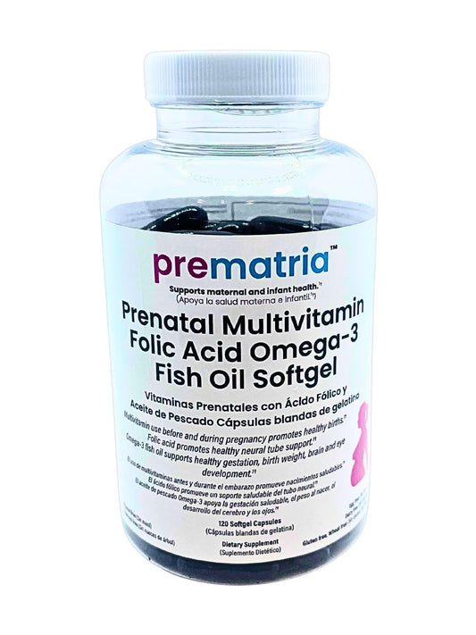 Prematria multivitamínico prenatal en cápsulas blandas con Omega-3 y ácido fólico