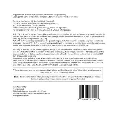 Prematria vitaminas prenatales con omega-3 para embarazo saludable