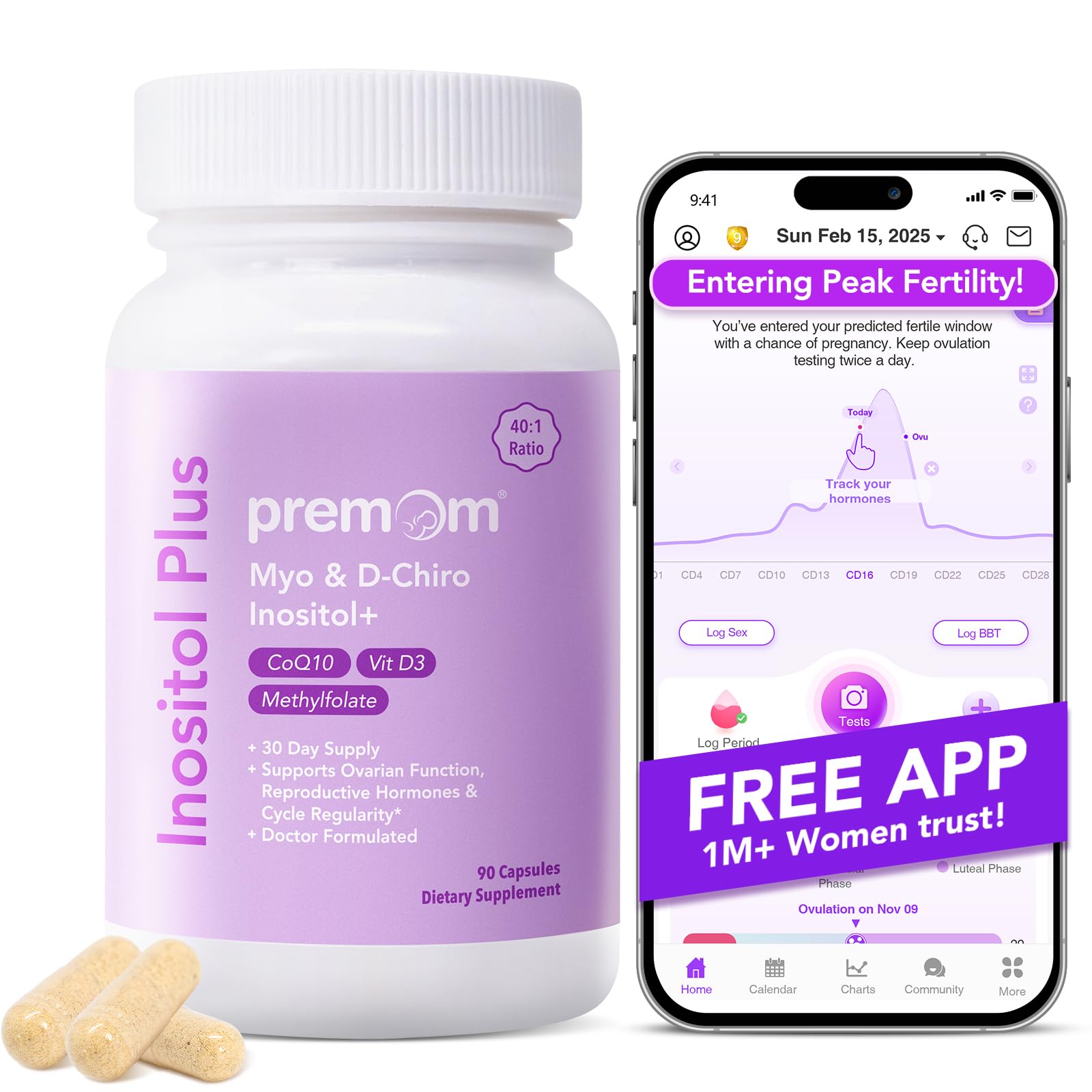 Premom Inositol Plus suplemento hormonal para salud ovárica