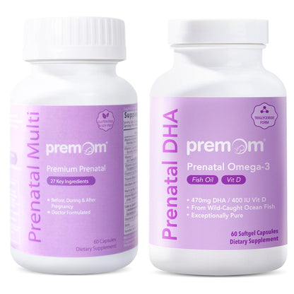 Premom multivitaminas prenatal botella aceite pescado DHA