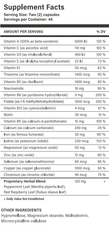 Prenatal Ease hoja informativa multivitamínico prenatal