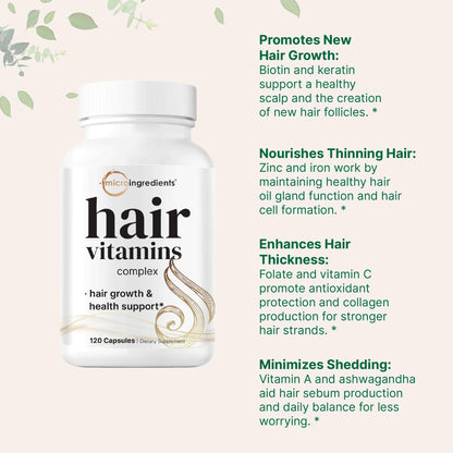 Presentación 120 cápsulas vitaminas para cabello grosor y crecimiento