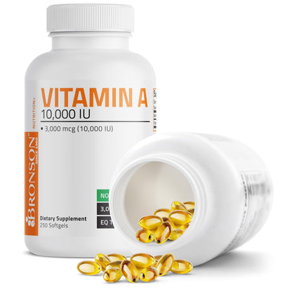 Presentación Botella Vitamina A 10,000 IU Bronson 250 cápsulas