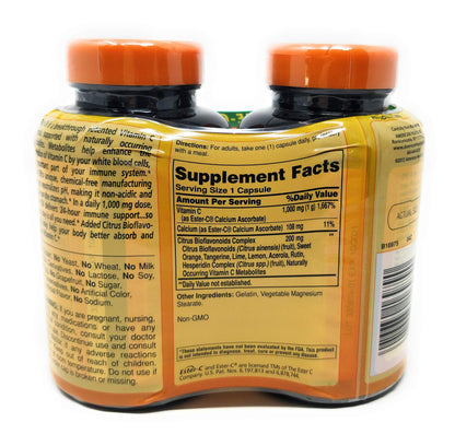 Presentación Ester-C 1000 mg en frasco con 180 cápsulas