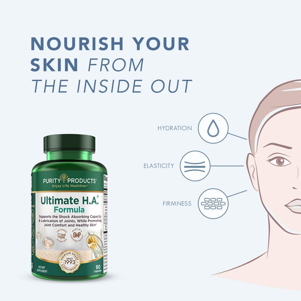 Presentación frontal paquete Purity Products MyBiotin y Ultimate H.A.