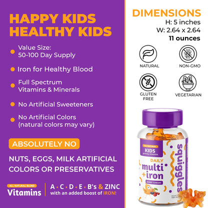 Presentación gomitas multivitamínicas Squiggles sabor bayas