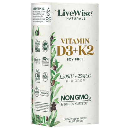 Presentación gotas Vitamina D3 con K2 Live Wise Naturals