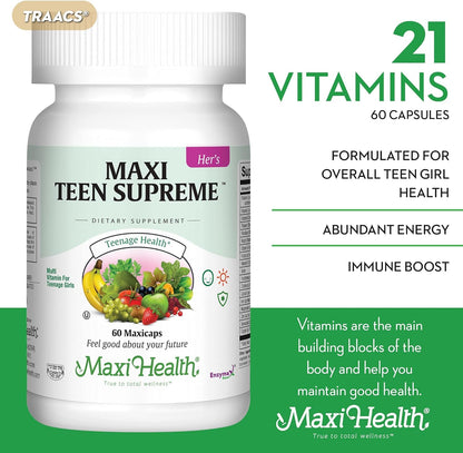 Presentación de Maxi Health multivitaminas para chicas