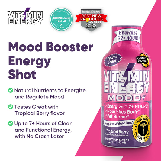 Presentación multipack de Vitamin Energy Mood con cuatro botellas
