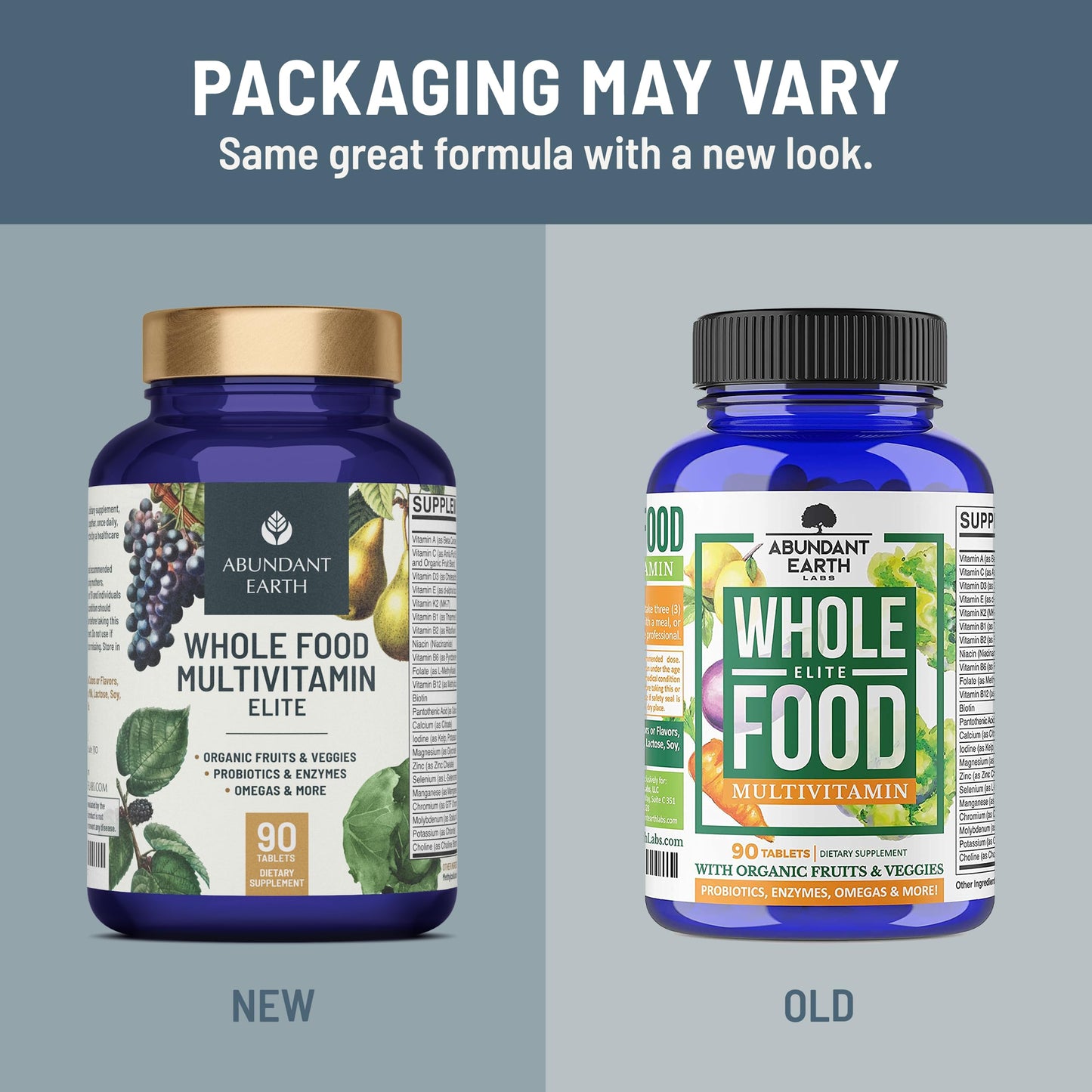 Nueva y antigua presentación de multivitaminas