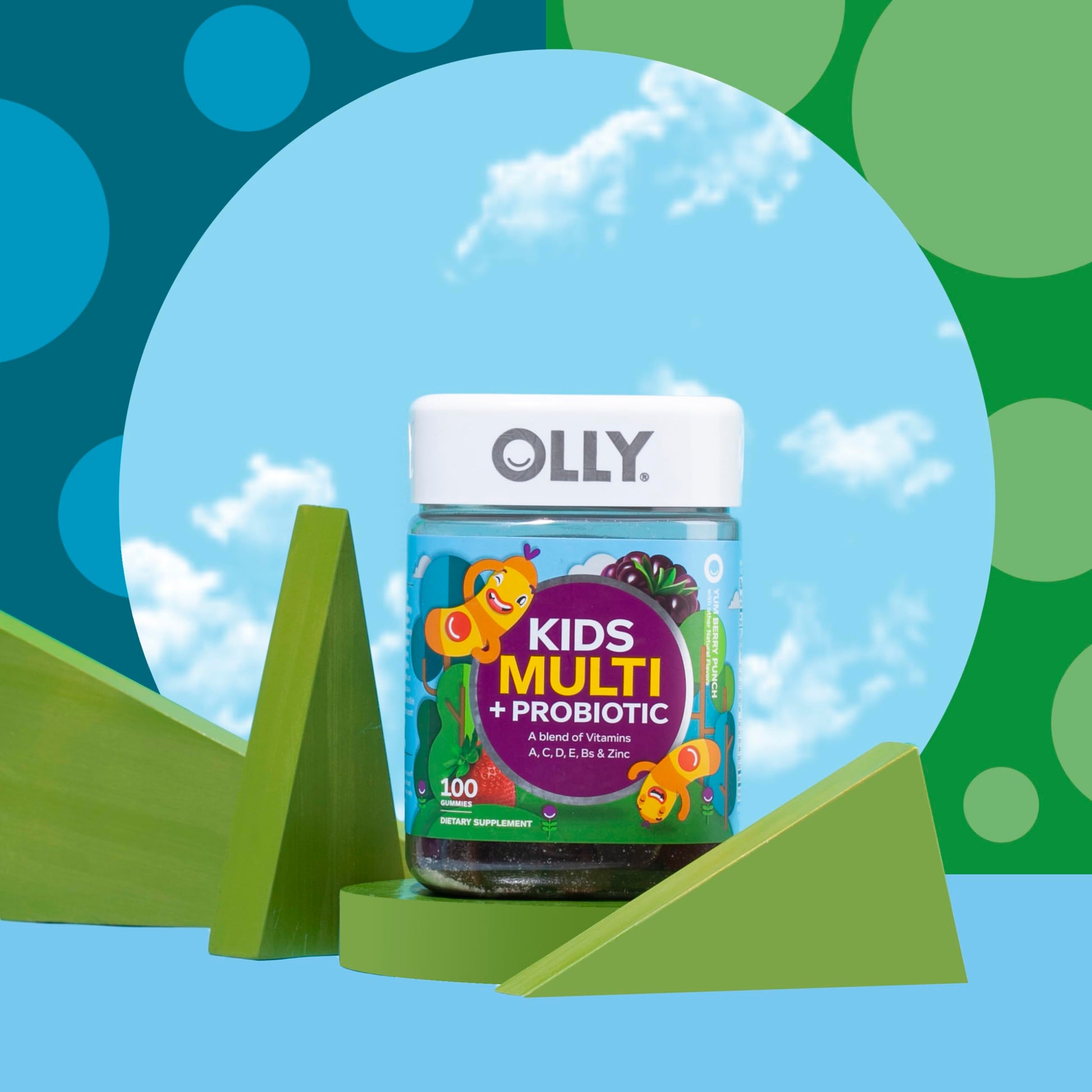 Presentación OLLY vitaminas para niños masticables sabor baya