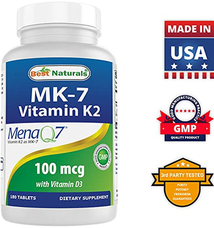 Presentación del suplemento vitamina K2 y D3 Best Naturals