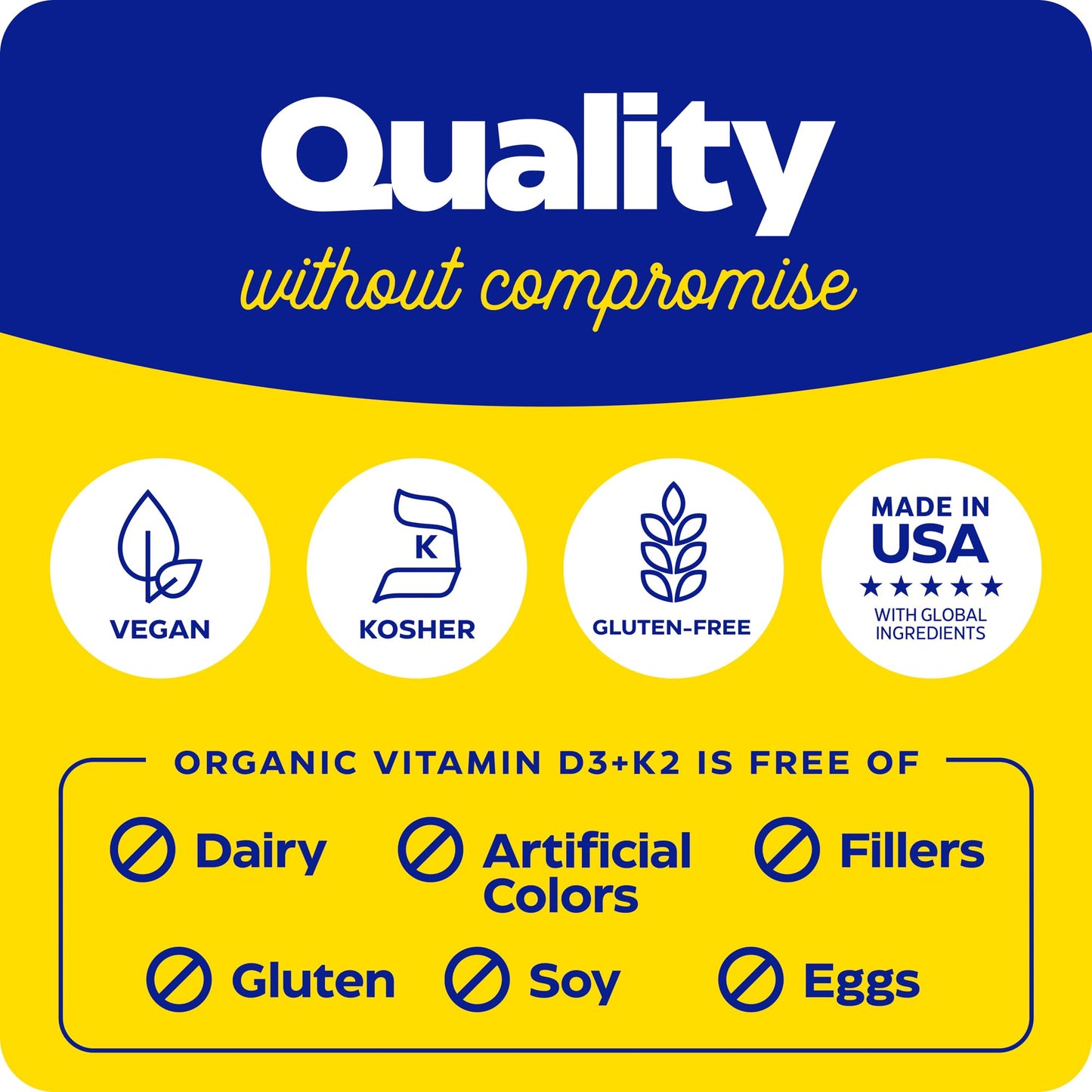Presentación de vitamina D3+K2 orgánica.