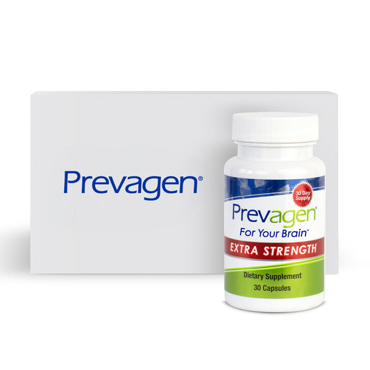 Prevagen fuerza extra caja y cápsulas para apoyo cerebral