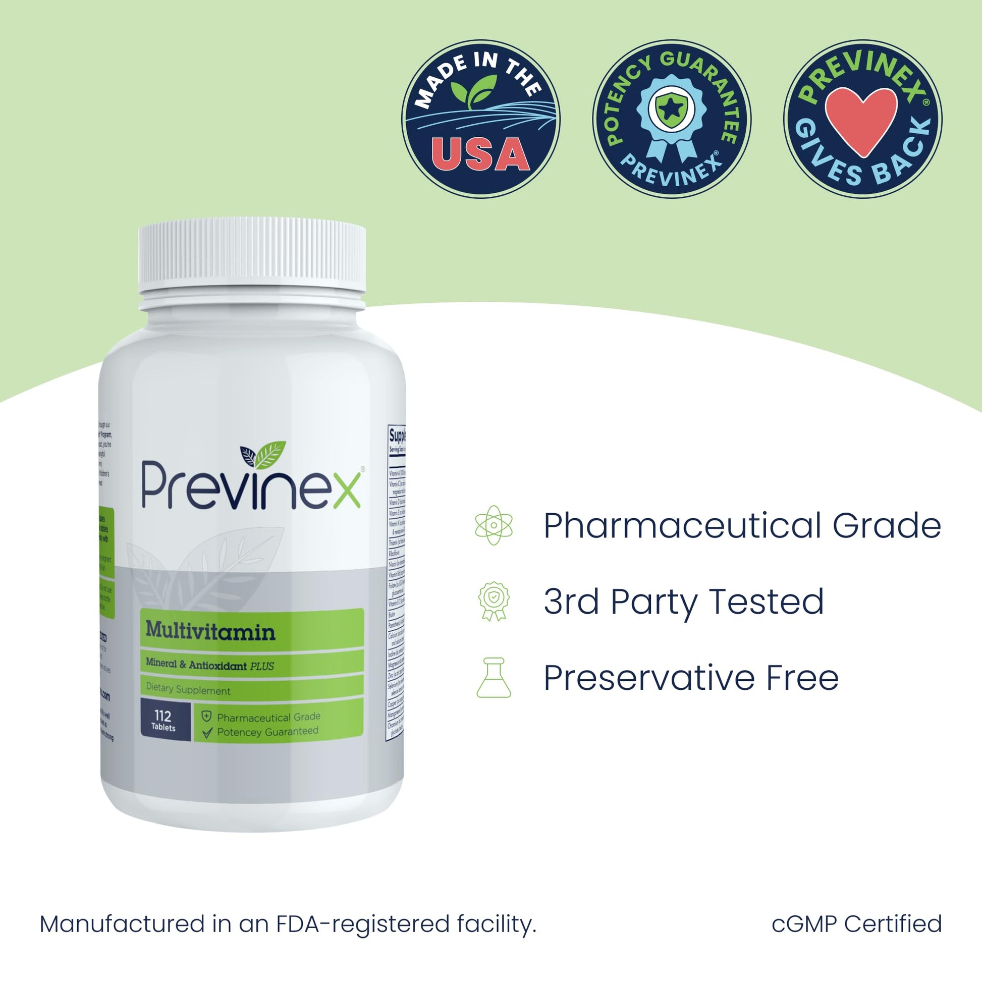 Previnex multivitamínico hecho en USA, 112 tabletas