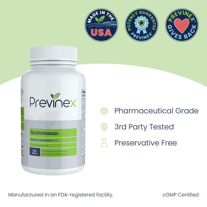 Previnex multivitamínico hecho en USA, 112 tabletas