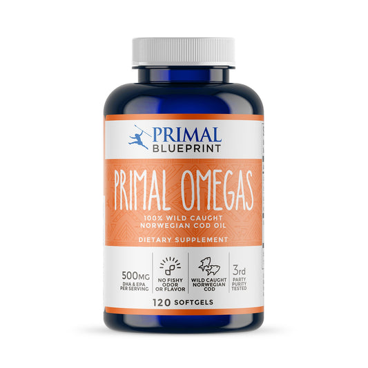 Primal Blueprint Omegas frasco con suplemento omega-3