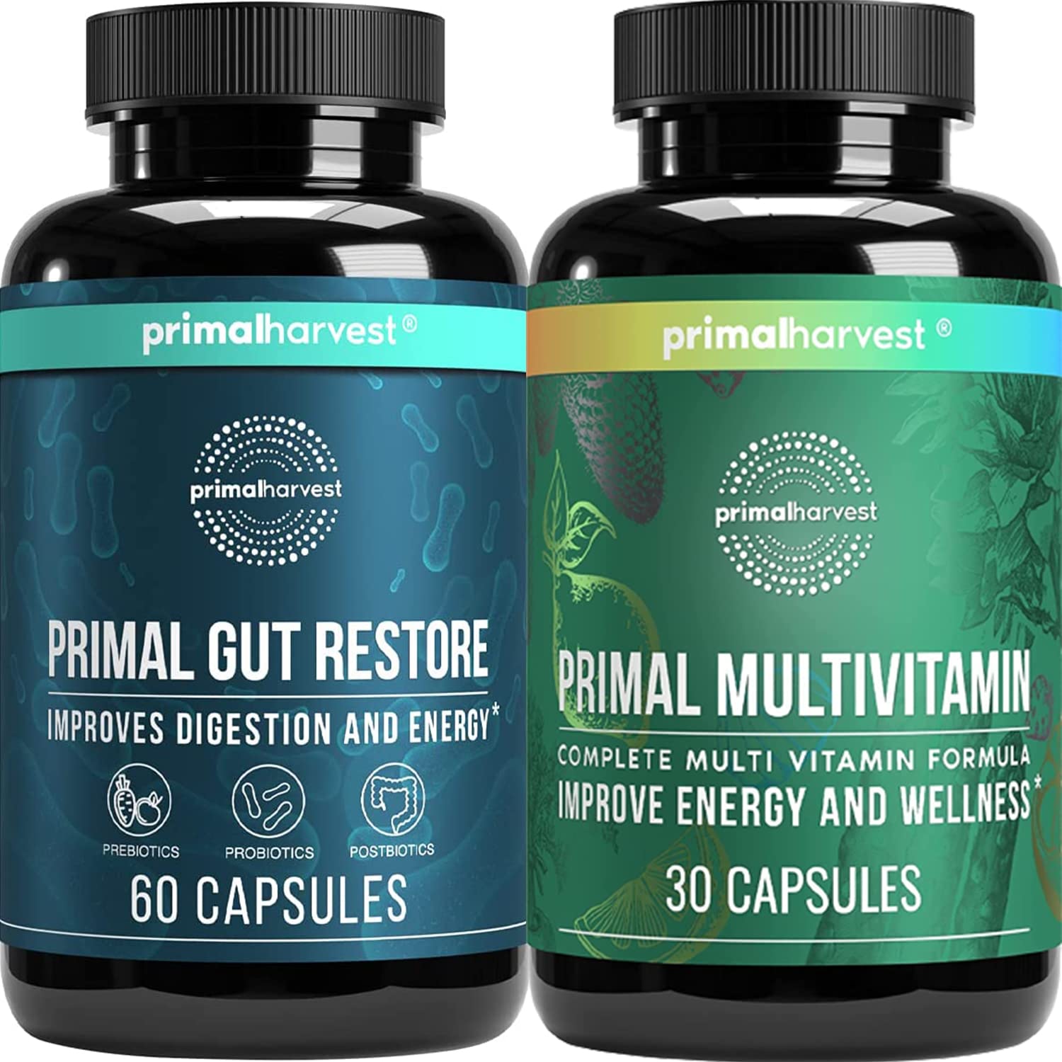 Botellas Primal Harvest Restablecimiento Intestinal y Multivitamínico