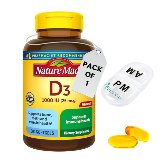 PrimeVits Vitamina D3 1000 UI en frasco