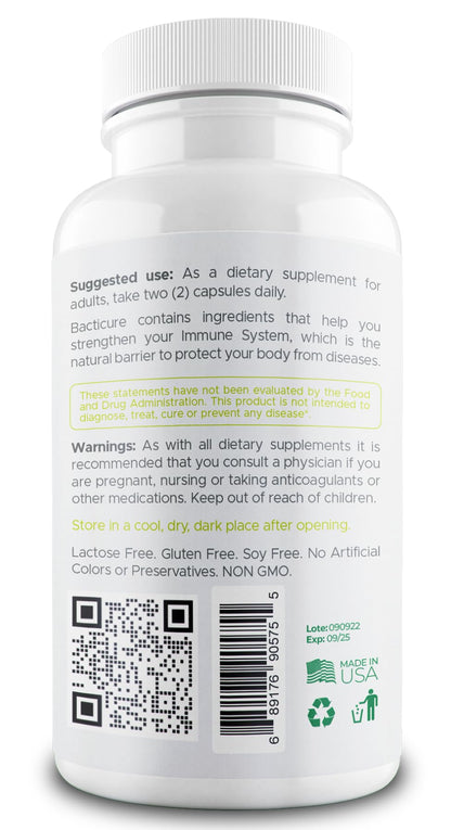 probiótico bacticure intestino 60 cápsulas por envase