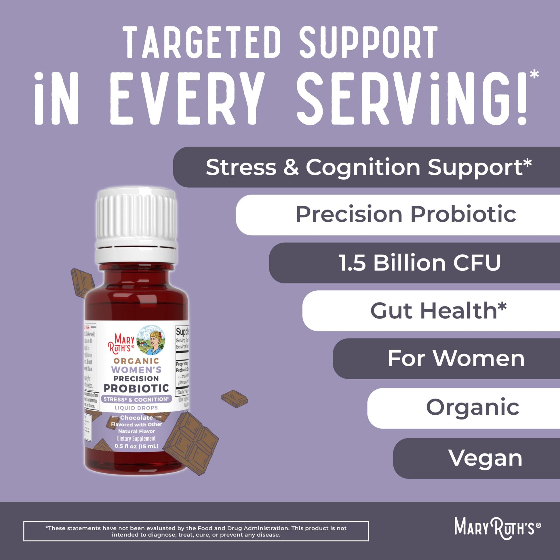 Probiótico y complejo B MaryRuth Organics para mujeres en gotero
