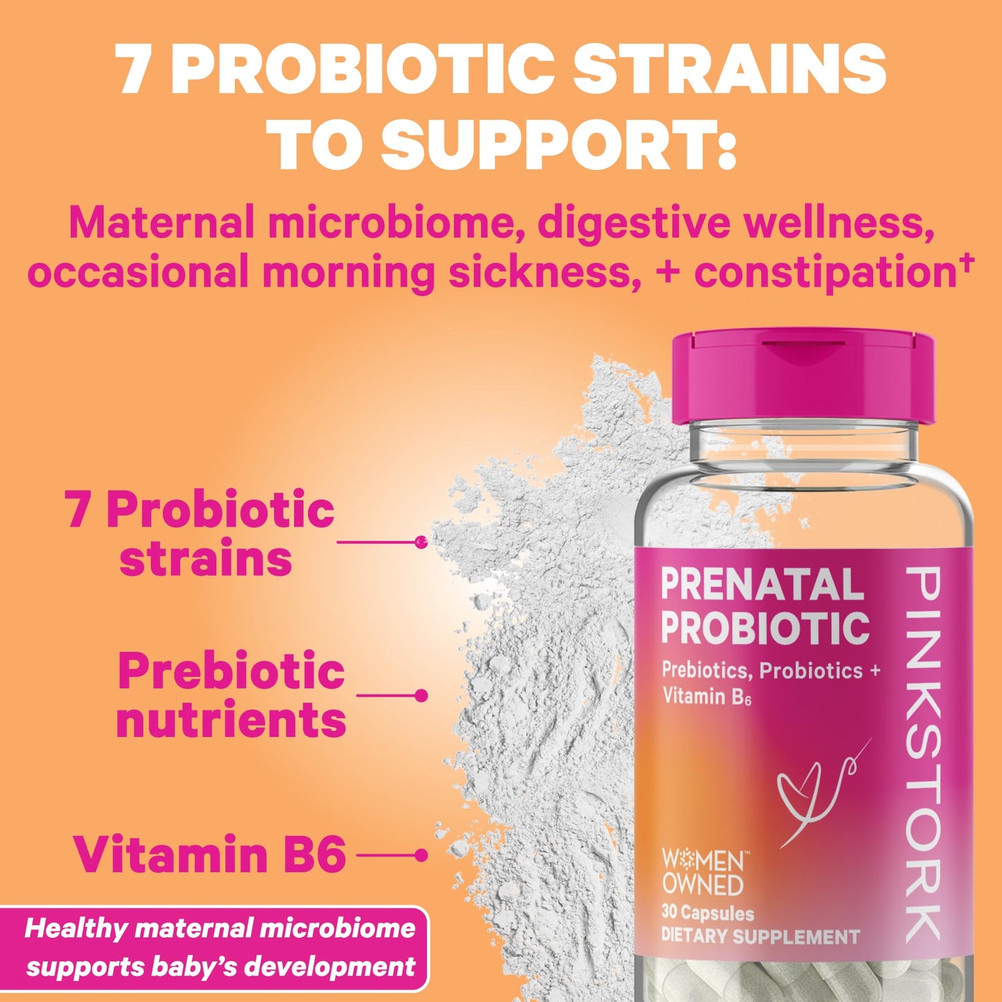 Probiótico prenatal Pink Stork para mujeres embarazadas