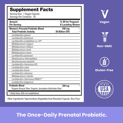 Probióticos prenatales con prebióticos orgánicos Mother's Promise