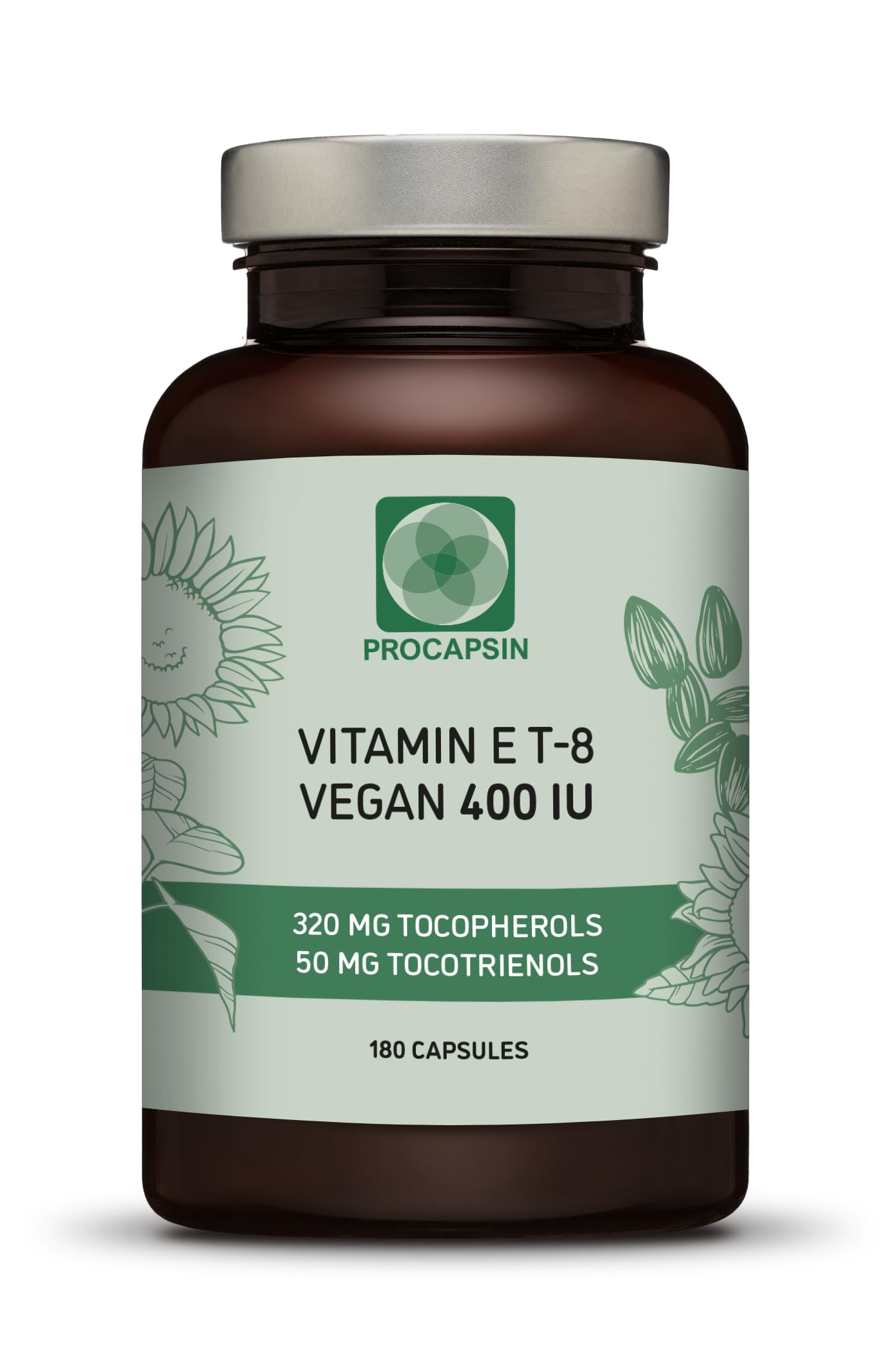 Procapsin Vitamina E 400 IU suplemento vegano tocoferoles y tocotrienoles